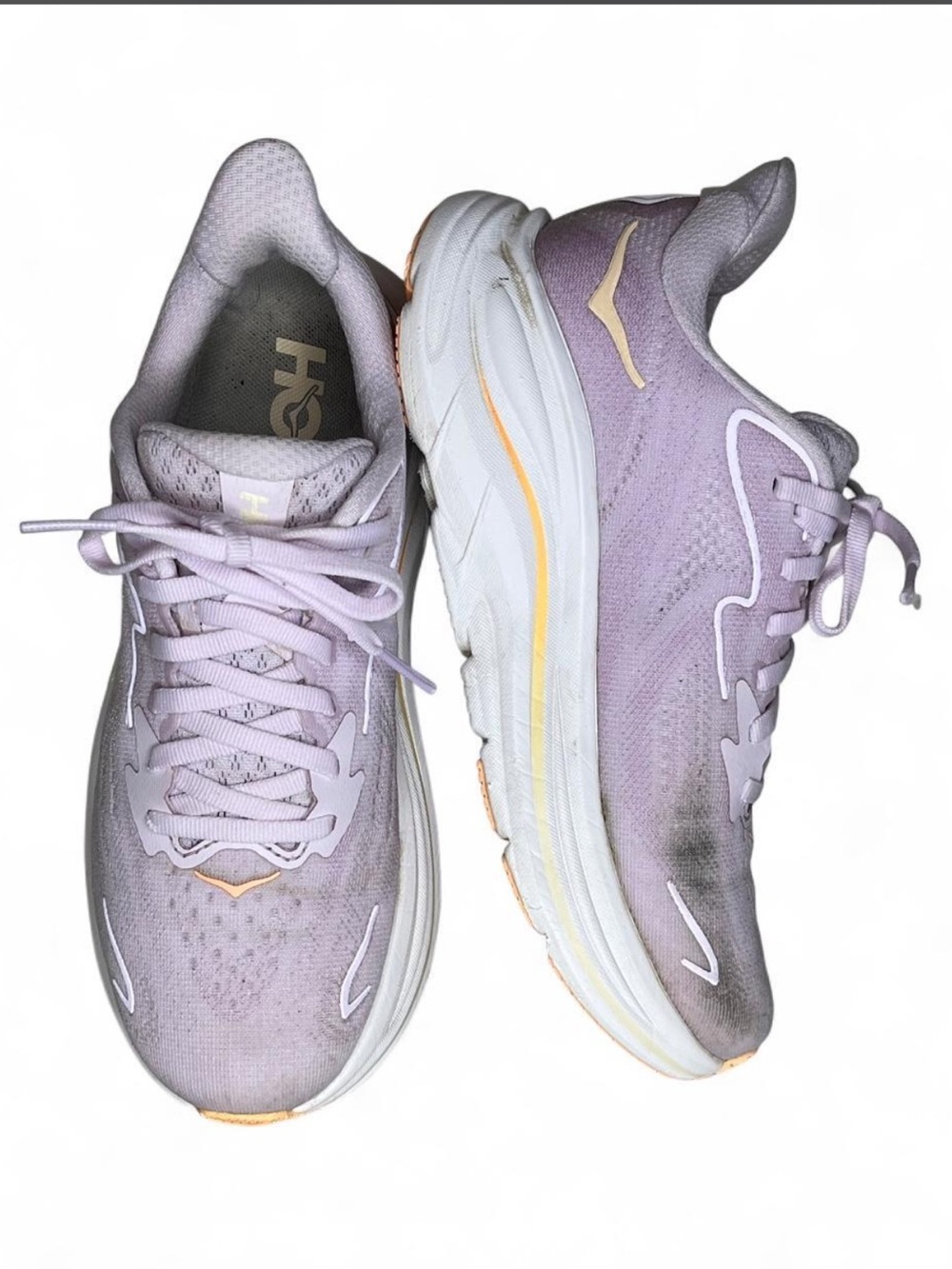 Hoka Lavender and White Women's Sneakers with Peach Accents